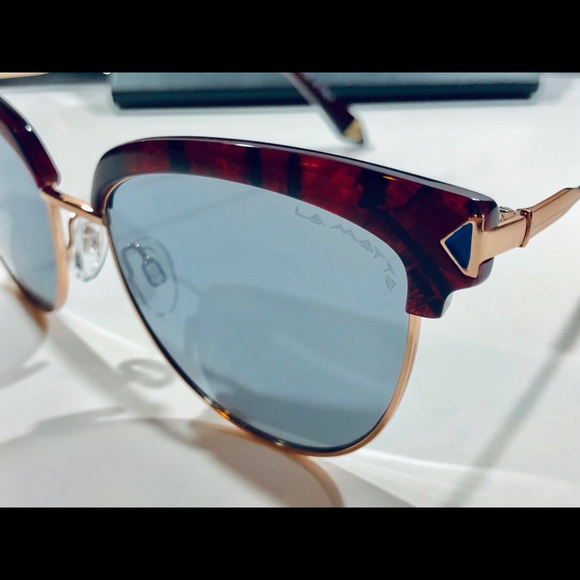 La Matta Sunglasses Havana Red Blue; Blue Lens New - Picture 6 of 8